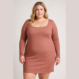 Ultra Flirt Dress Women's Brown Long Sleeve Size 3X